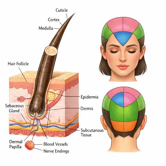 Будова волосся та зони голови
